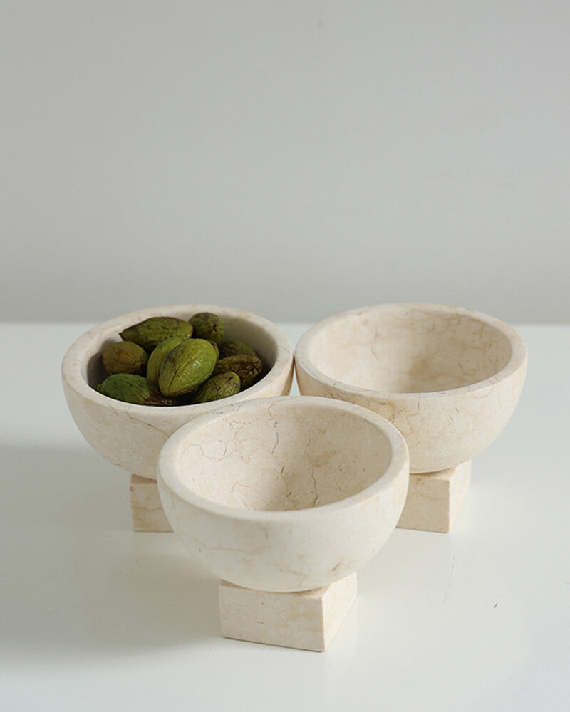 Marble Bowl | Limestone Storage 2 Pcs Set