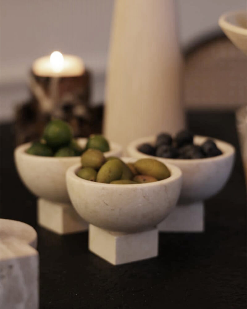 Marble Bowl | Limestone Storage 2 Pcs Set