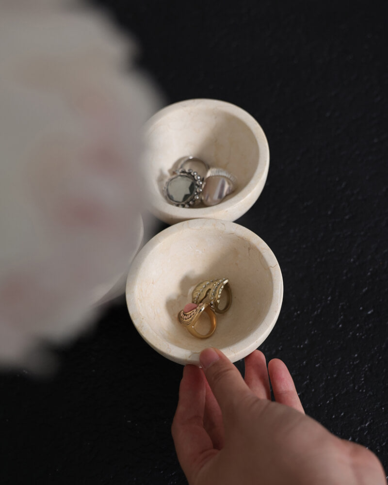 Marble Bowl | Limestone Storage 2 Pcs Set