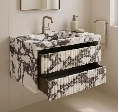 Luxury Calacatta Viola Marble Wall Mounted Bathroom Vanity with Integrated Sink and Double Storage Drawers