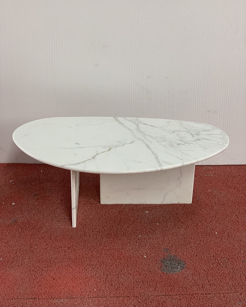 Calaeatta White Marble Organic Egg Shape Coffee Table