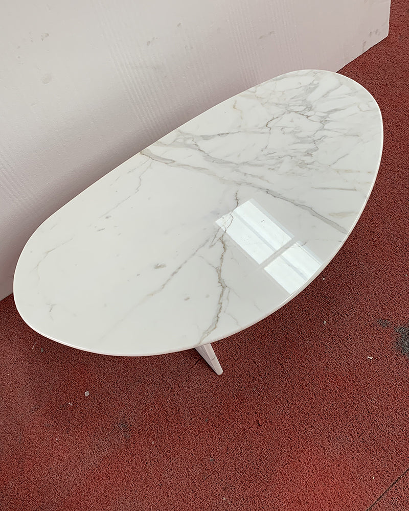 Calaeatta White Marble Organic Egg Shape Coffee Table