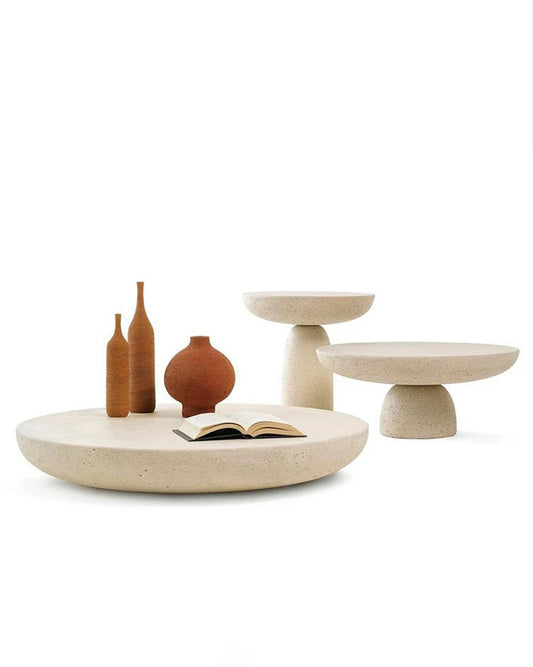 Natural Beige Travertine Creative Block Table