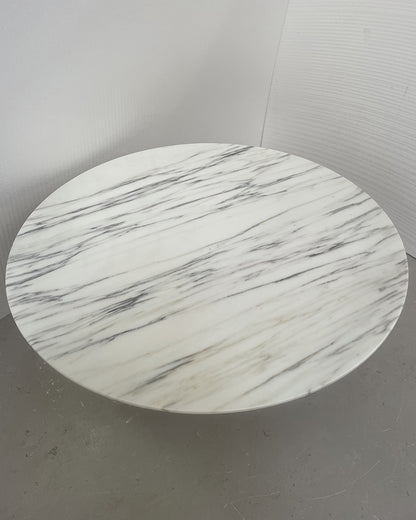 Arabescato Marble Round Coffee Table - Cylinder Base