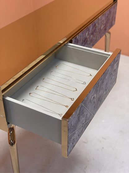 Luxury Stone Inlay Console Table with Three Drawers | Custom Natural Stone Entryway Table