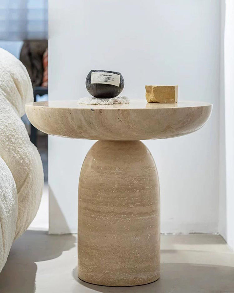 Natural Beige Travertine Creative Block Table