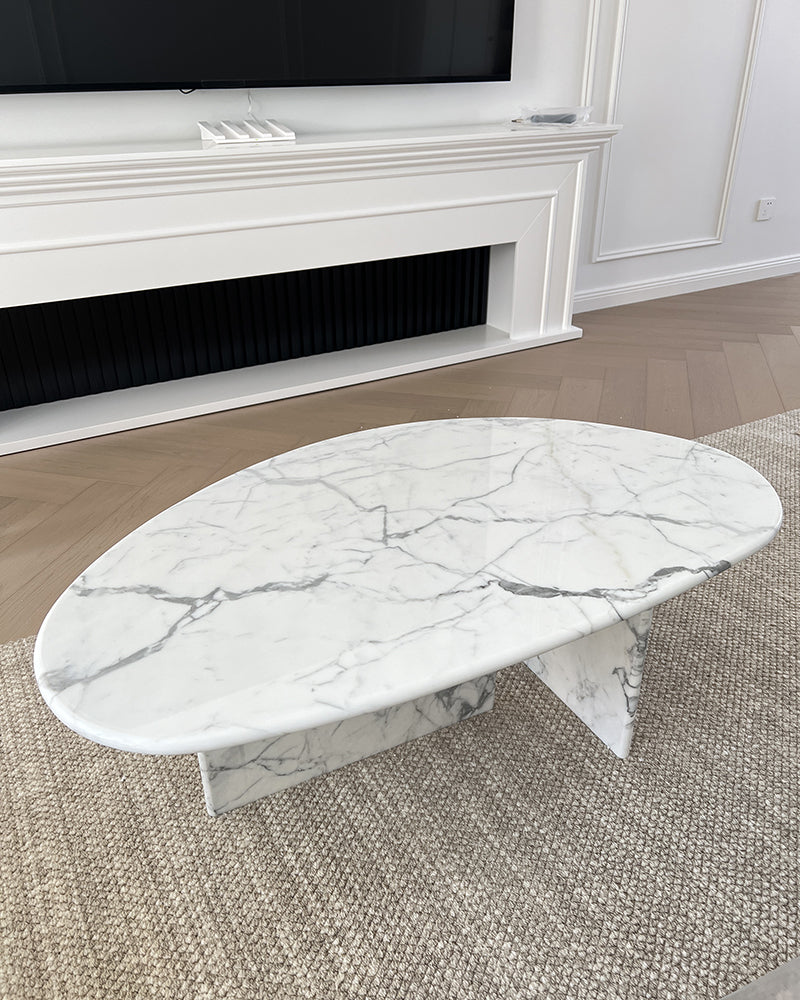 Natural Marble Organic Egg Shape Coffee Table