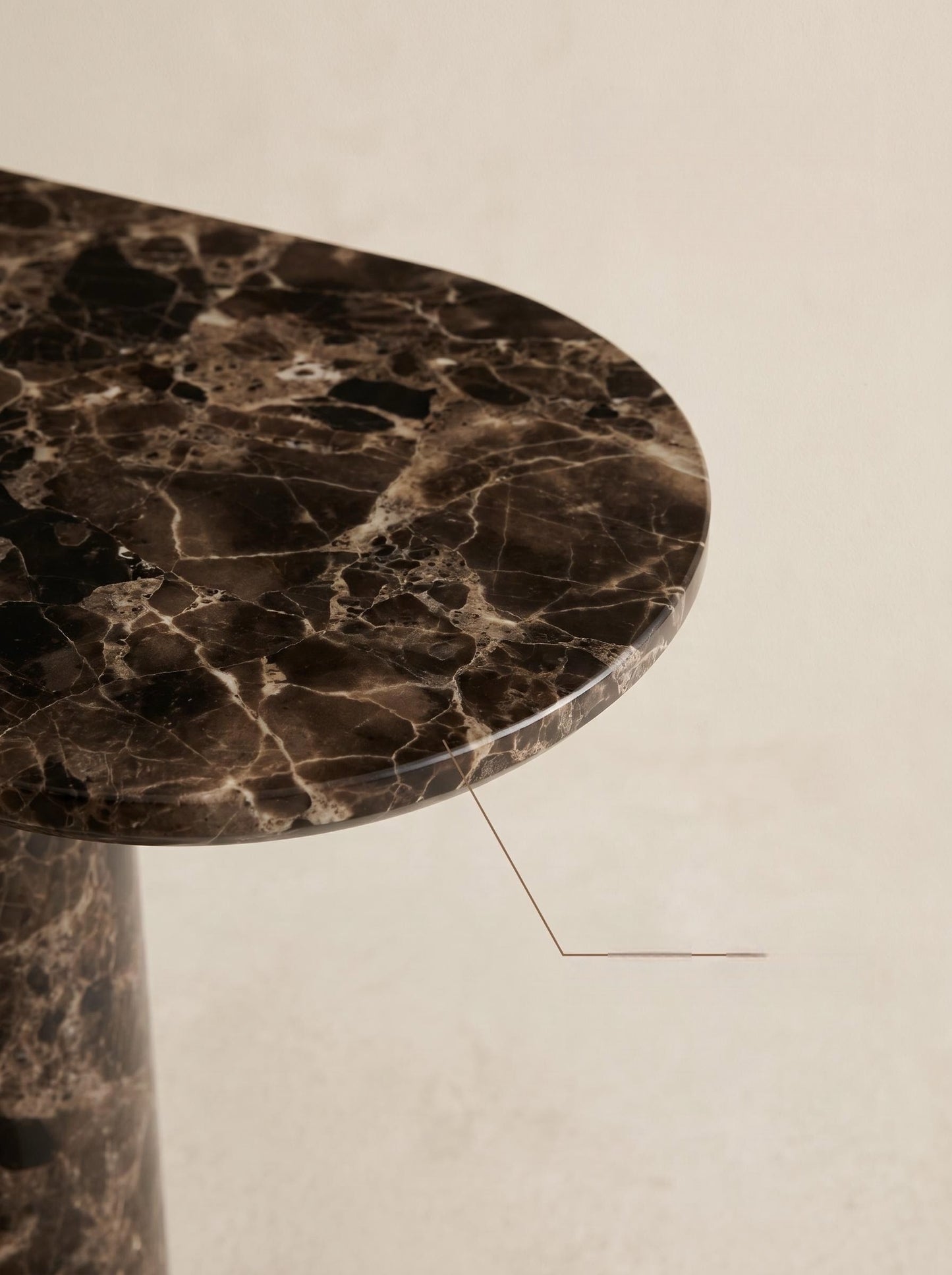 Luxury Emperador Marble Console Table with Oval Shape Top and Double Cylinder Legs