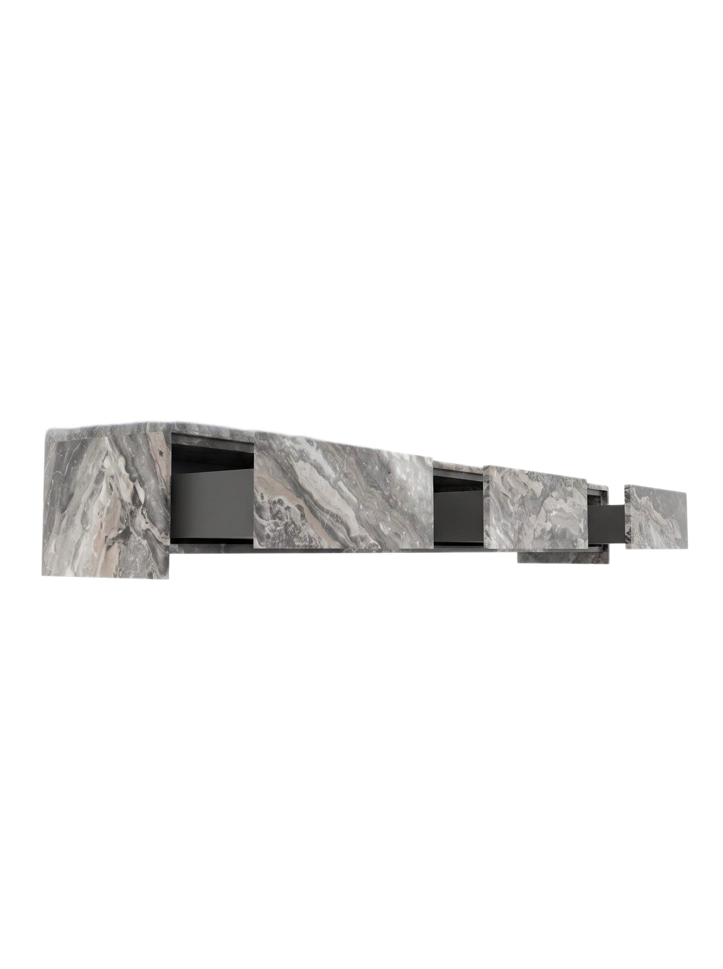 Arabescato Orobico Marble TV Console with Integrated Drawer & Four-Compartment Hidden Storage 250cm