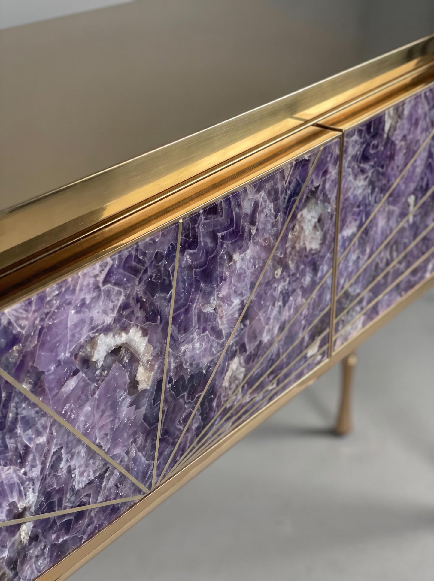 Luxury Stone Inlay Console Table with Three Drawers | Custom Natural Stone Entryway Table