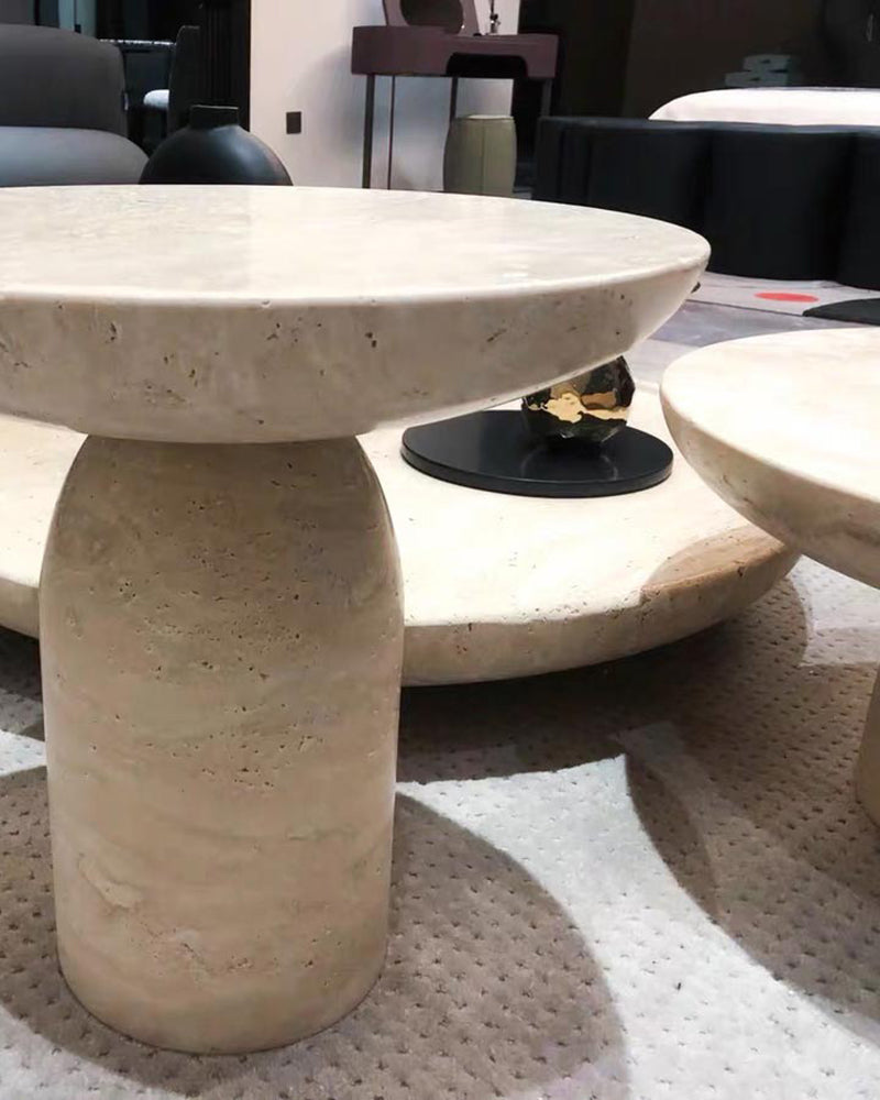 Natural Beige Travertine Creative Block Table