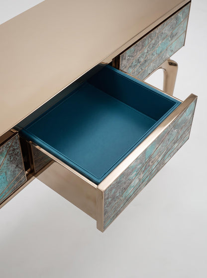 Luxury Stone Inlay Console Table with Three Drawers | Custom Natural Stone Entryway Table