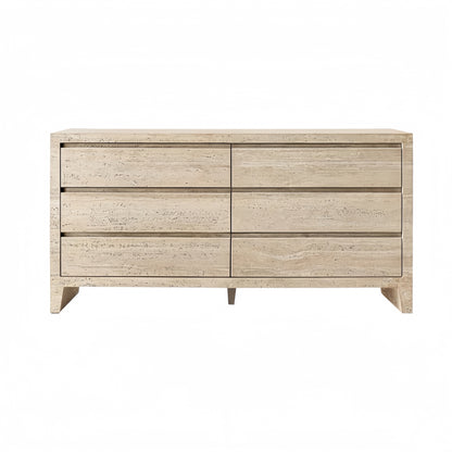 Travertine Entryway Cabinet  |Travertine Sideboard | 6-Drawer Dresser |Storage Cabinet