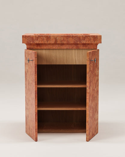 Rojo Alicante Marble Bathroom Vanity with Storage Cabinet | Single Sink Vanity | 75 × 40 × 88 cm