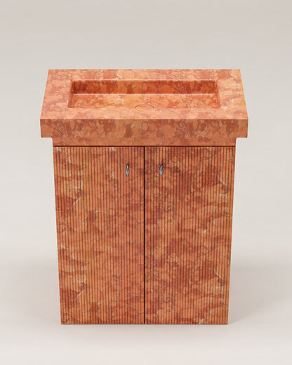 Rojo Alicante Marble Bathroom Vanity with Storage Cabinet | Single Sink Vanity | 75 × 40 × 88 cm