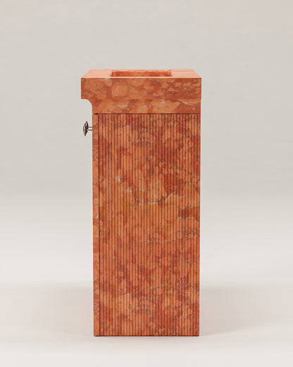 Rojo Alicante Marble Bathroom Vanity with Storage Cabinet | Single Sink Vanity | 75 × 40 × 88 cm