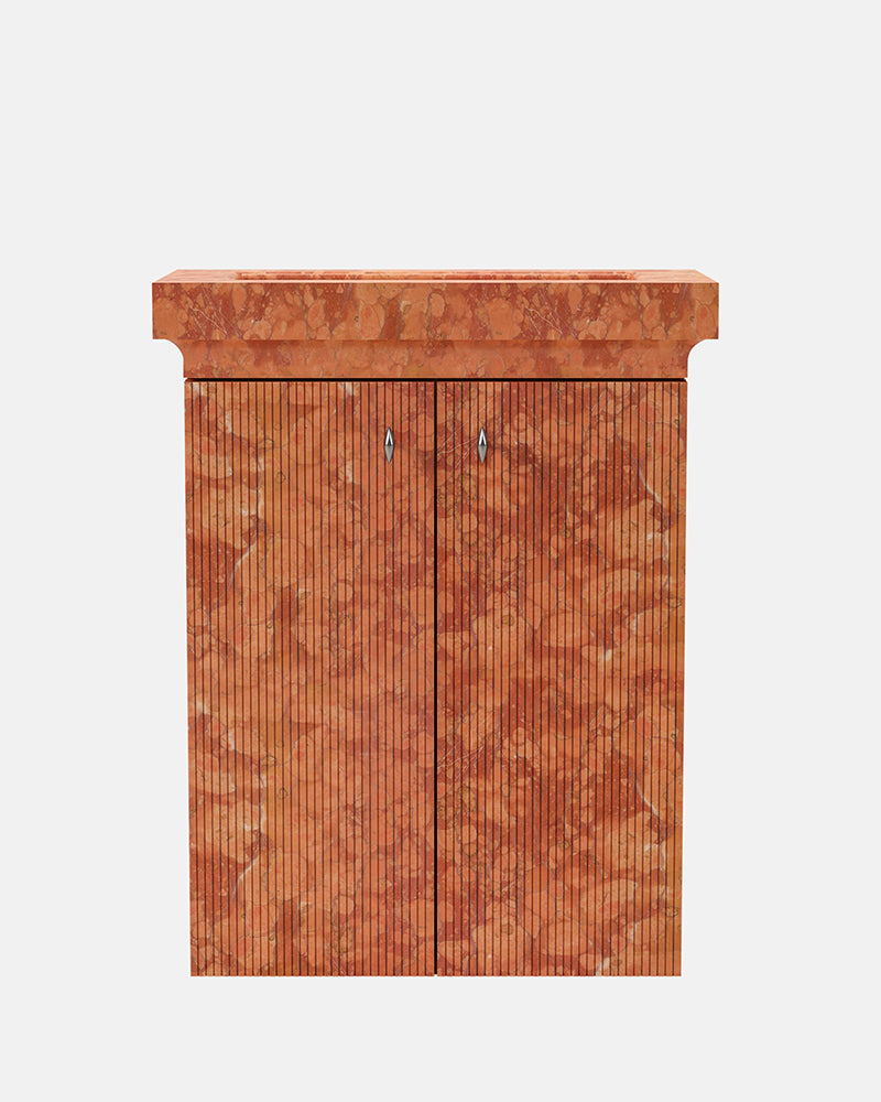 Rojo Alicante Marble Bathroom Vanity with Storage Cabinet | Single Sink Vanity | 75 × 40 × 88 cm