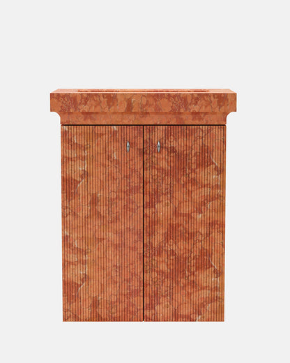 Rojo Alicante Marble Bathroom Vanity with Storage Cabinet | Single Sink Vanity | 75 × 40 × 88 cm