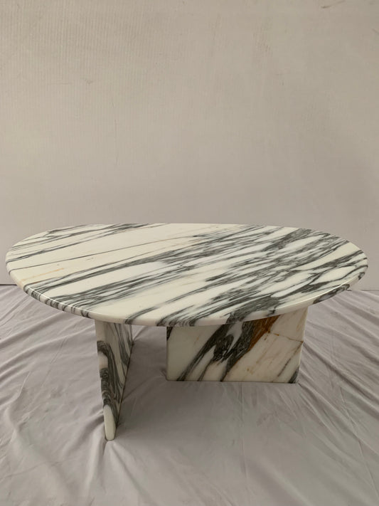 Arabescato Marble Organic Egg Shape Coffee Table