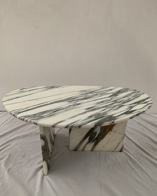Arabescato Marble Organic Egg Shape Coffee Table