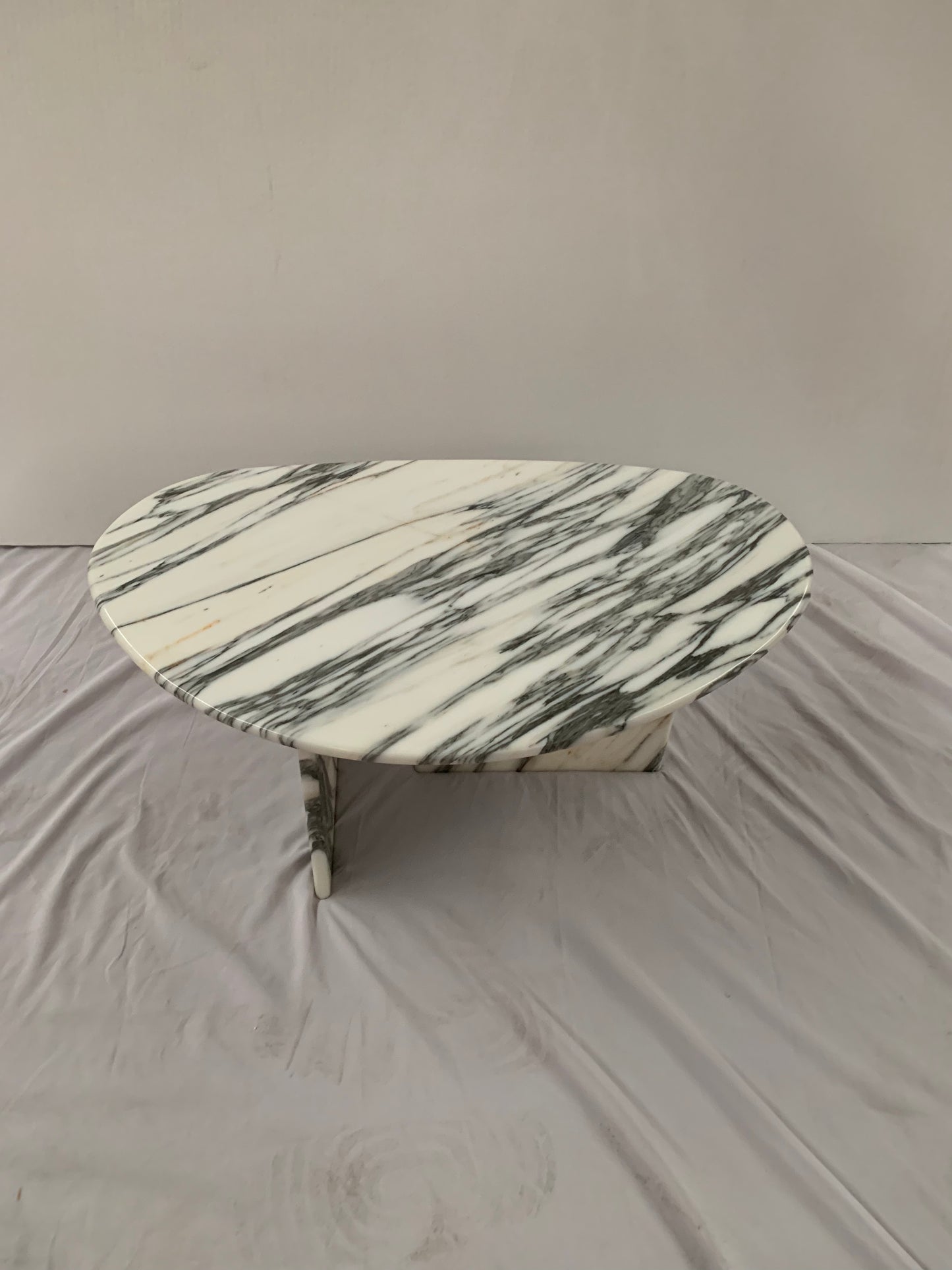 Arabescato Marble Organic Egg Shape Coffee Table