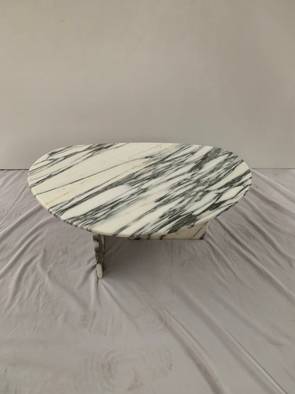 Arabescato Marble Organic Egg Shape Coffee Table
