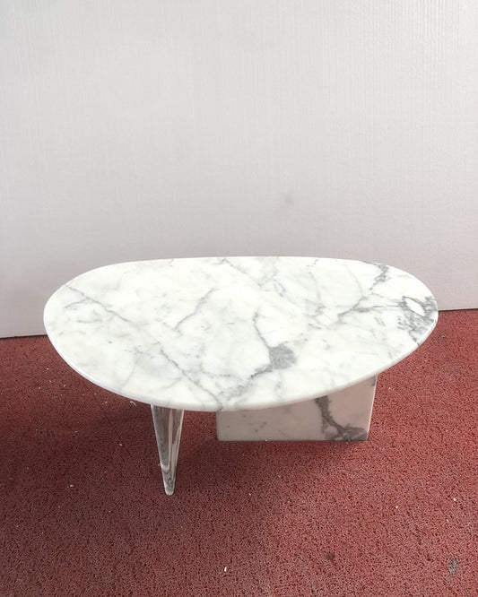 Calaeatta White Marble Organic Egg Shape Coffee Table