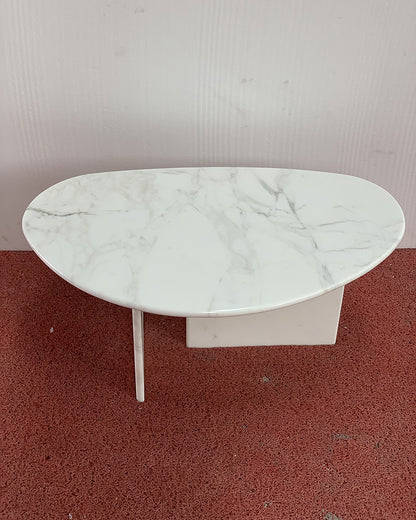 Calaeatta White Marble Organic Egg Shape Coffee Table