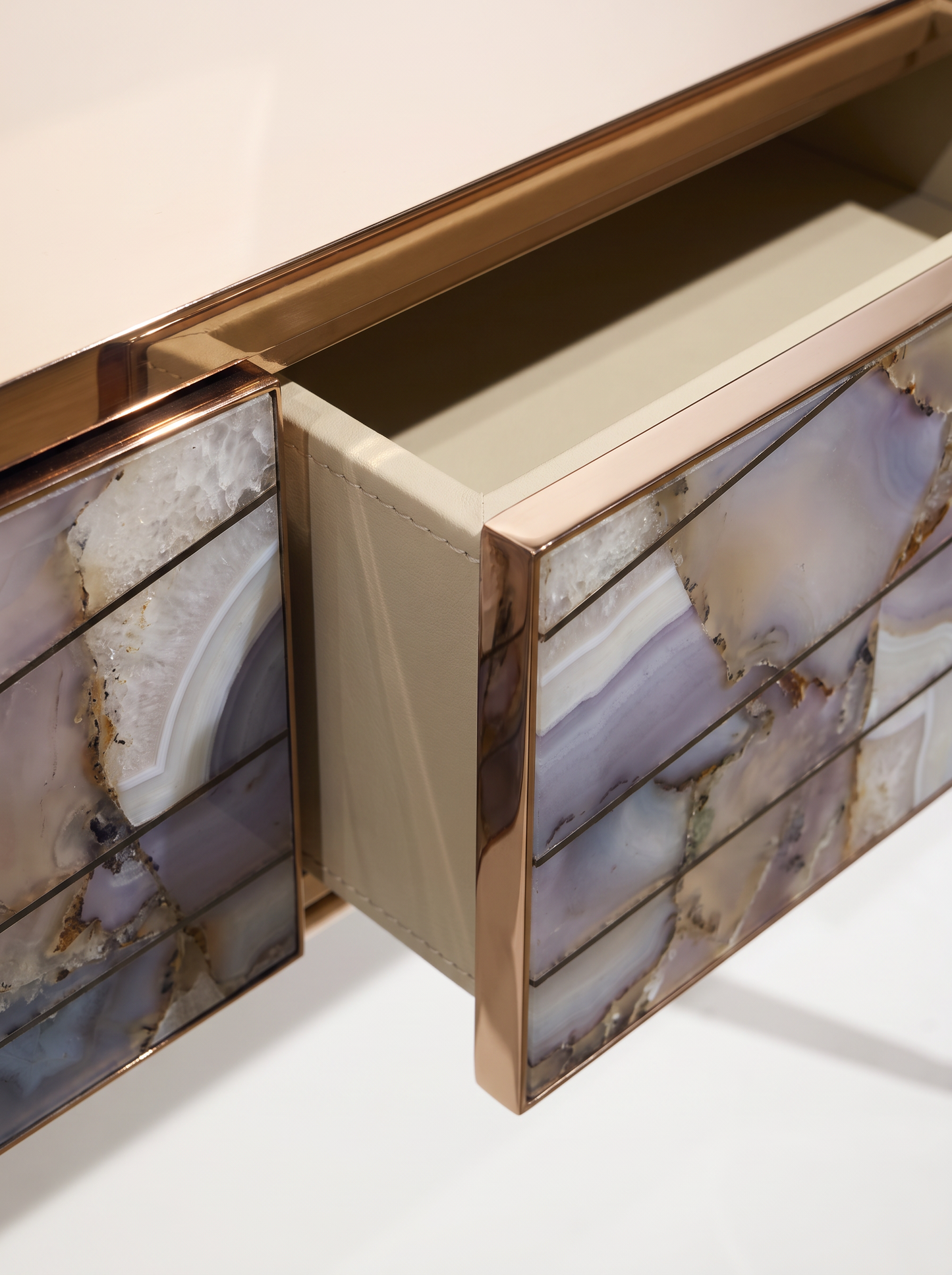 Luxury Stone Inlay Console Table with Three Drawers | Custom Natural Stone Entryway Table
