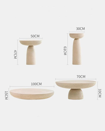 Natural Beige Travertine Creative Block Table