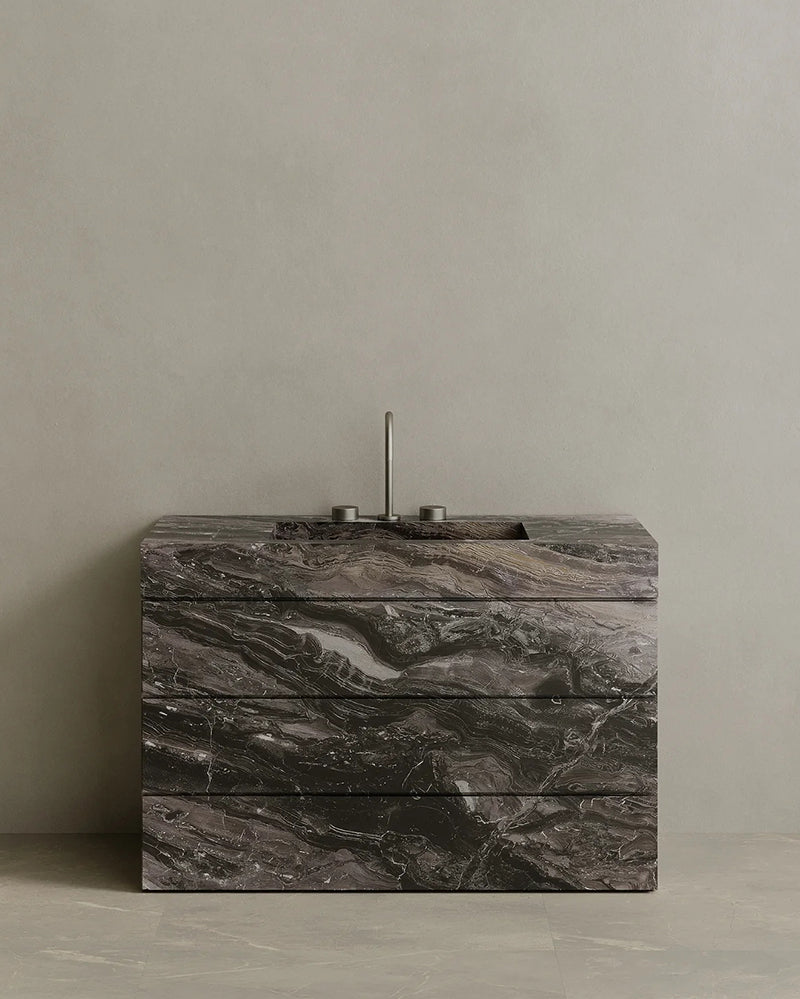 Natural Marble Bathroom Vanity with Drawer | Single Sink Vanity Cabinet | 125 × 49.8 × 83.5 cm
