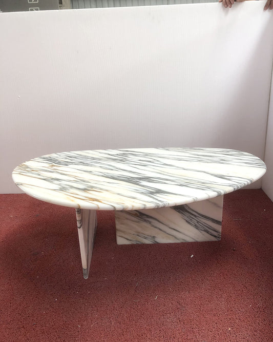 Arabescato Marble Organic Egg Shape Coffee Table