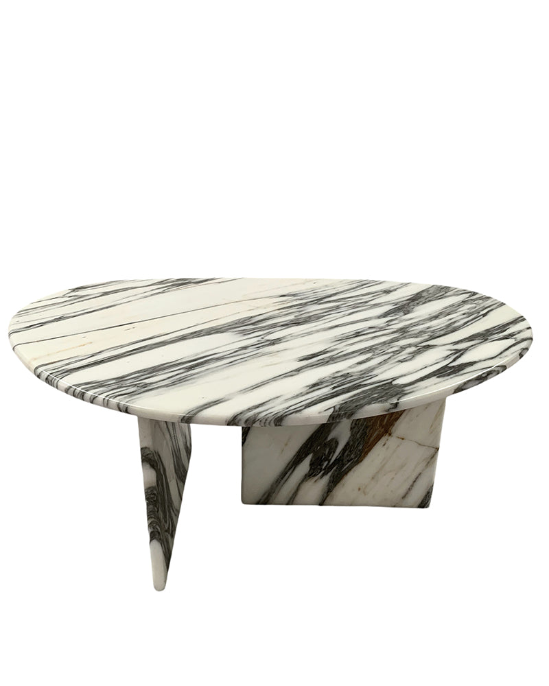 Arabescato Marble Organic Egg Shape Coffee Table
