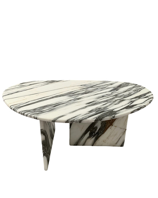 Arabescato Marble Organic Egg Shape Coffee Table