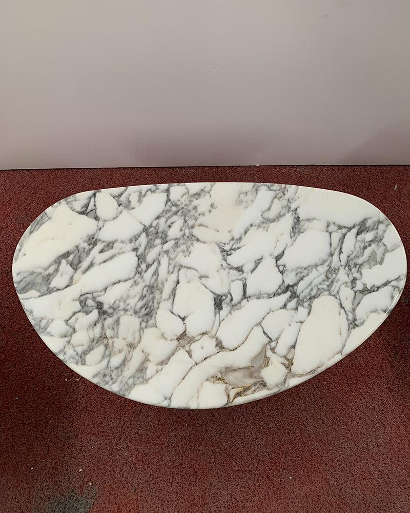 Arabescato Marble Organic Egg Shape Coffee Table | Ready to Ship