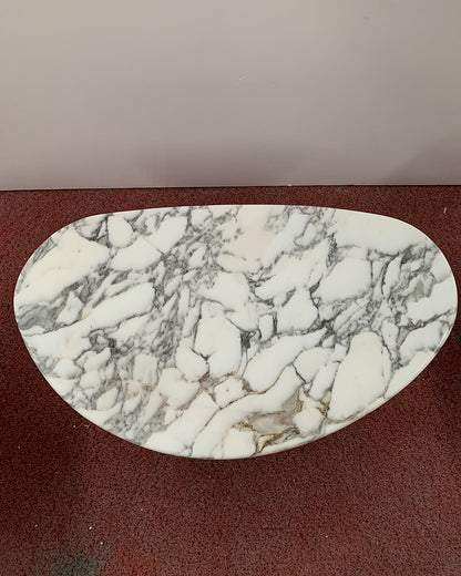 Arabescato Marble Organic Egg Shape Coffee Table | Ready to Ship