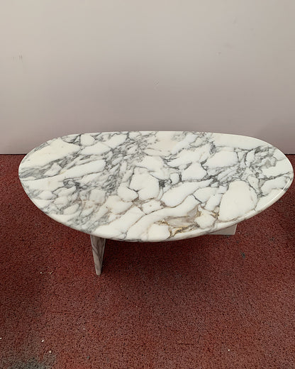 Arabescato Marble Organic Egg Shape Coffee Table | Ready to Ship