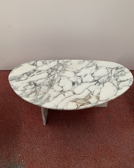 Arabescato Marble Organic Egg Shape Coffee Table | Ready to Ship