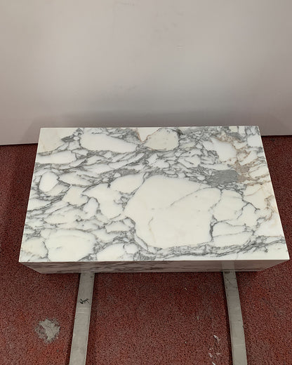 Arabescato Marble Rectangle Plinth Coffee Table | Ready to Ship