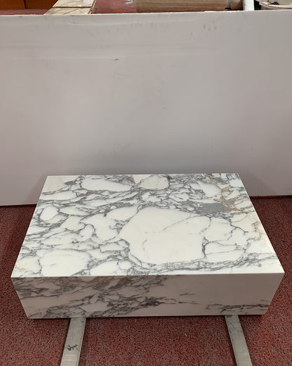 Arabescato Marble Rectangle Plinth Coffee Table | Ready to Ship