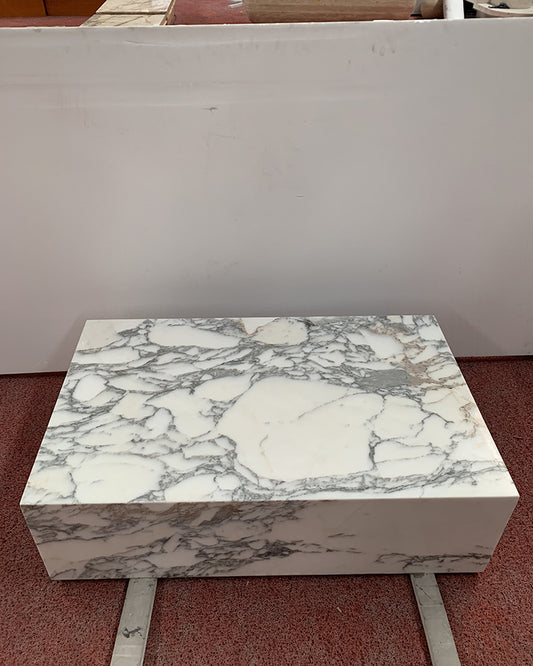 Arabescato Marble Rectangle Plinth Coffee Table | Ready to Ship