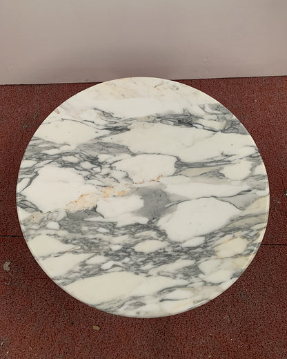 Arabescato Marble Round Coffee Table - Cylinder Base