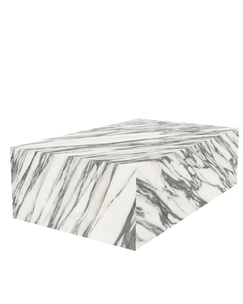 Arabescato Marble Rectangle Plinth Coffee Table