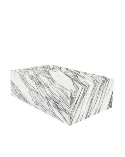 Arabescato Marble Rectangle Plinth Coffee Table