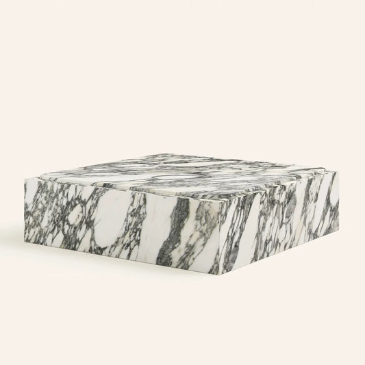 CUBO Square Plinth Coffee Table | Modern Minimalist Marble Coffee Table for Living Room