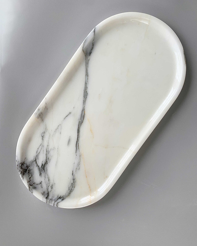 Arabescato Square Round Tray | Marble Soap Holder