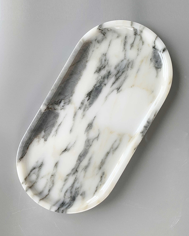 Arabescato Square Round Tray | Marble Soap Holder