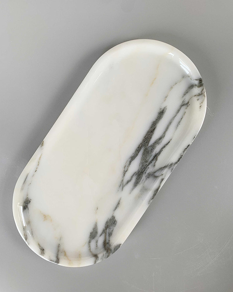 Arabescato Square Round Tray | Marble Soap Holder