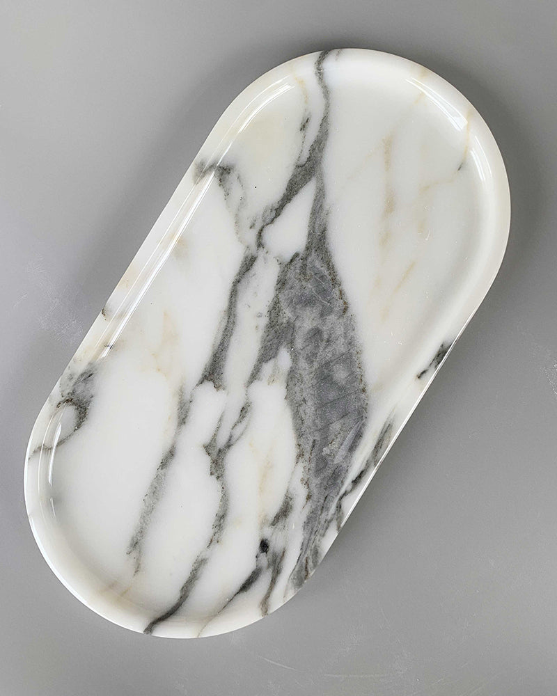 Arabescato Square Round Tray | Marble Soap Holder