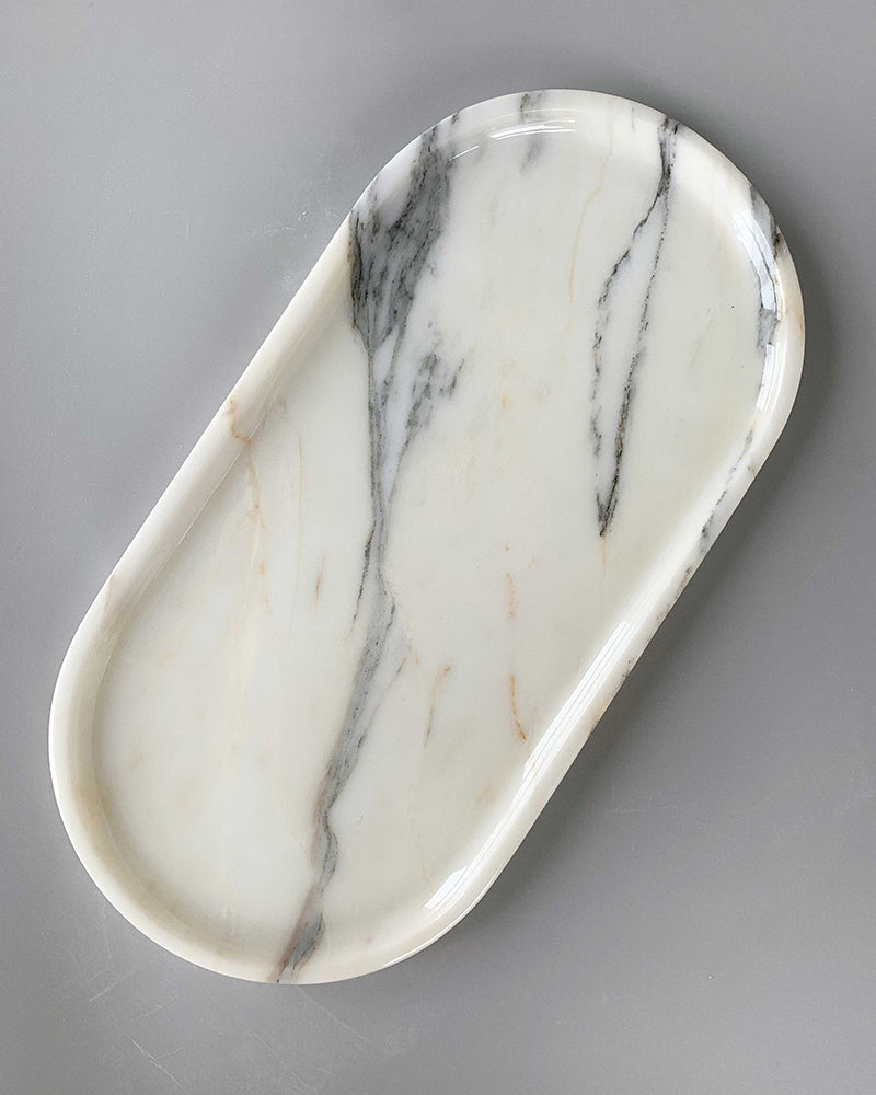 Arabescato Square Round Tray | Marble Soap Holder